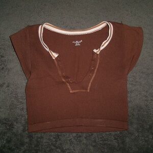 Urban Outfitters Go For Gold Brown Ribbed Top